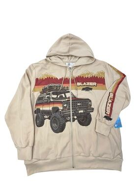GM Chevy Blazer Men’s Retro Full Zip Hoodie XXL NWT Automotive Official Merch